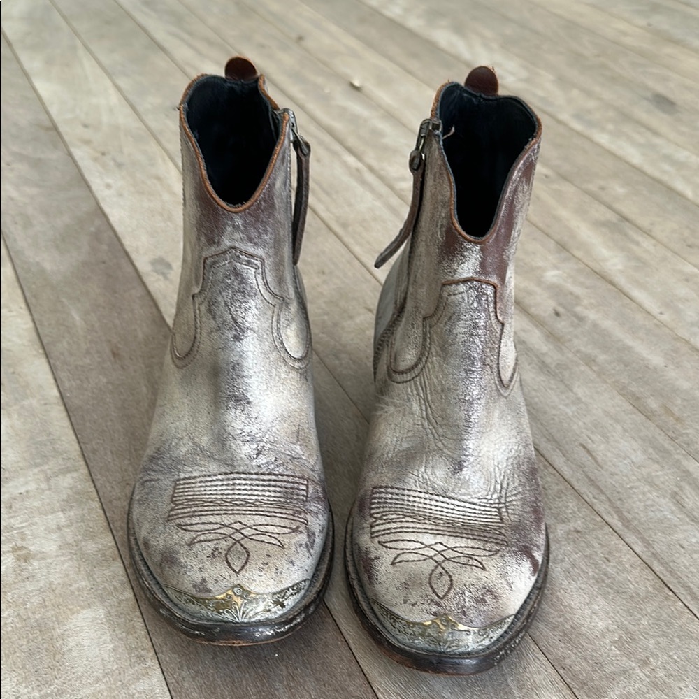 Golden Goose “Young” Distressed Leather Ankle Boots